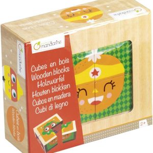 Cubos de madera - Super héroes frutas y verduras