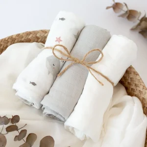 Pack 3 muselinas bambú - Océano