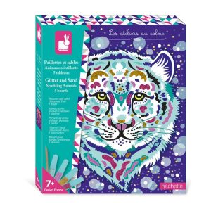 Purpurina y arena de animales