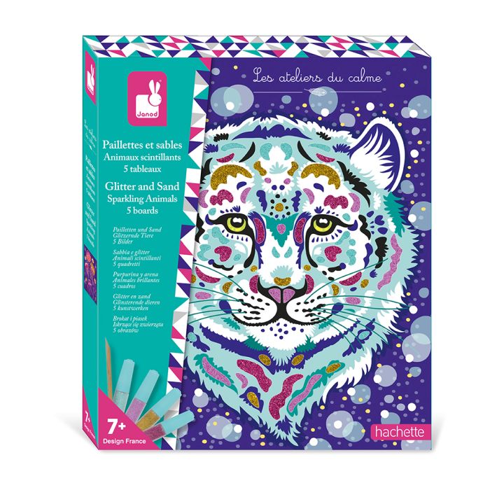 Purpurina y arena de animales