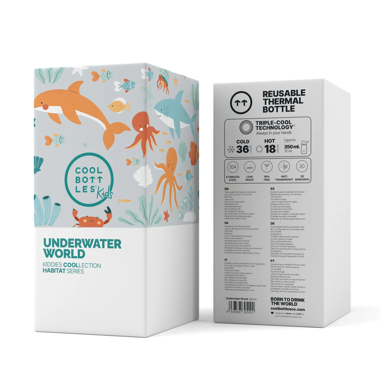 Botella térmica 350ml Pajita silicona - Underwater world - Imagen 2