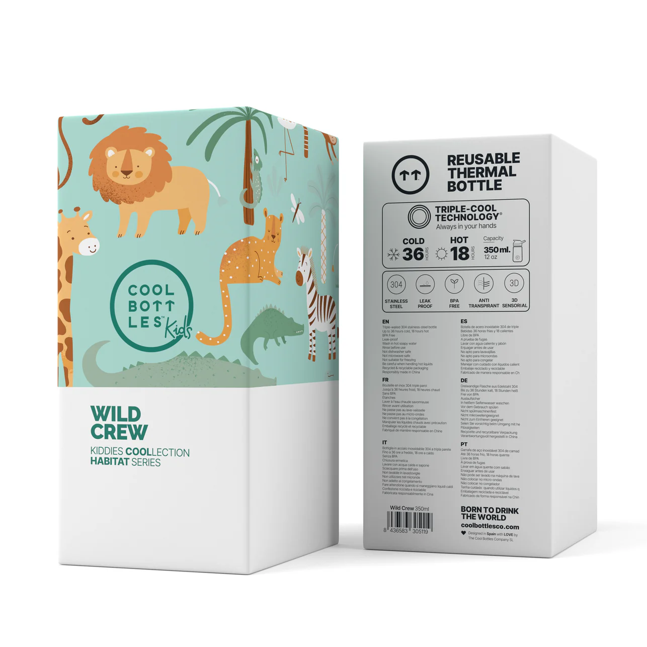 Botella térmica 350ml Pajita silicona - Wild Crew - Imagen 4