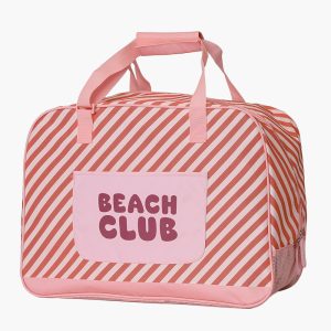 Bolso playa de rejilla -  Stripes Pink