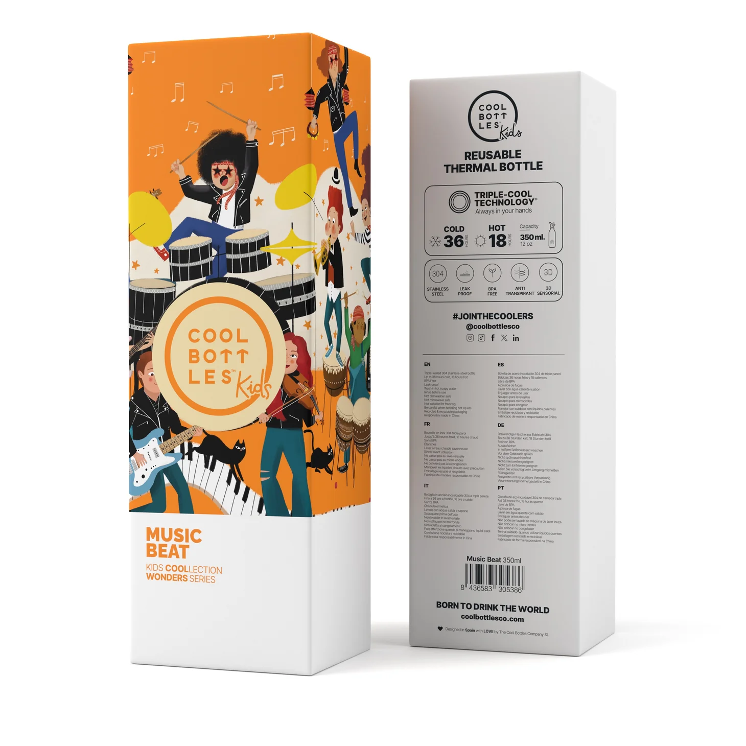 Botella térmica doble tapón 350ml - Music Beat - Imagen 5