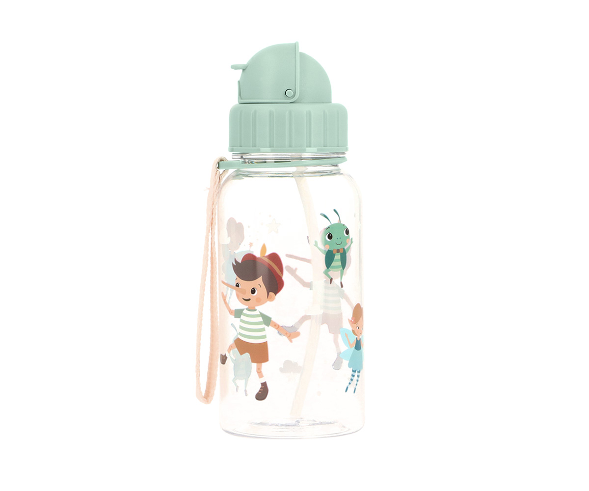 Botella agua con pajita - Pinocho