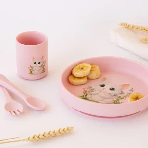 Set vajilla 3 piezas silicona - Rosa o verde